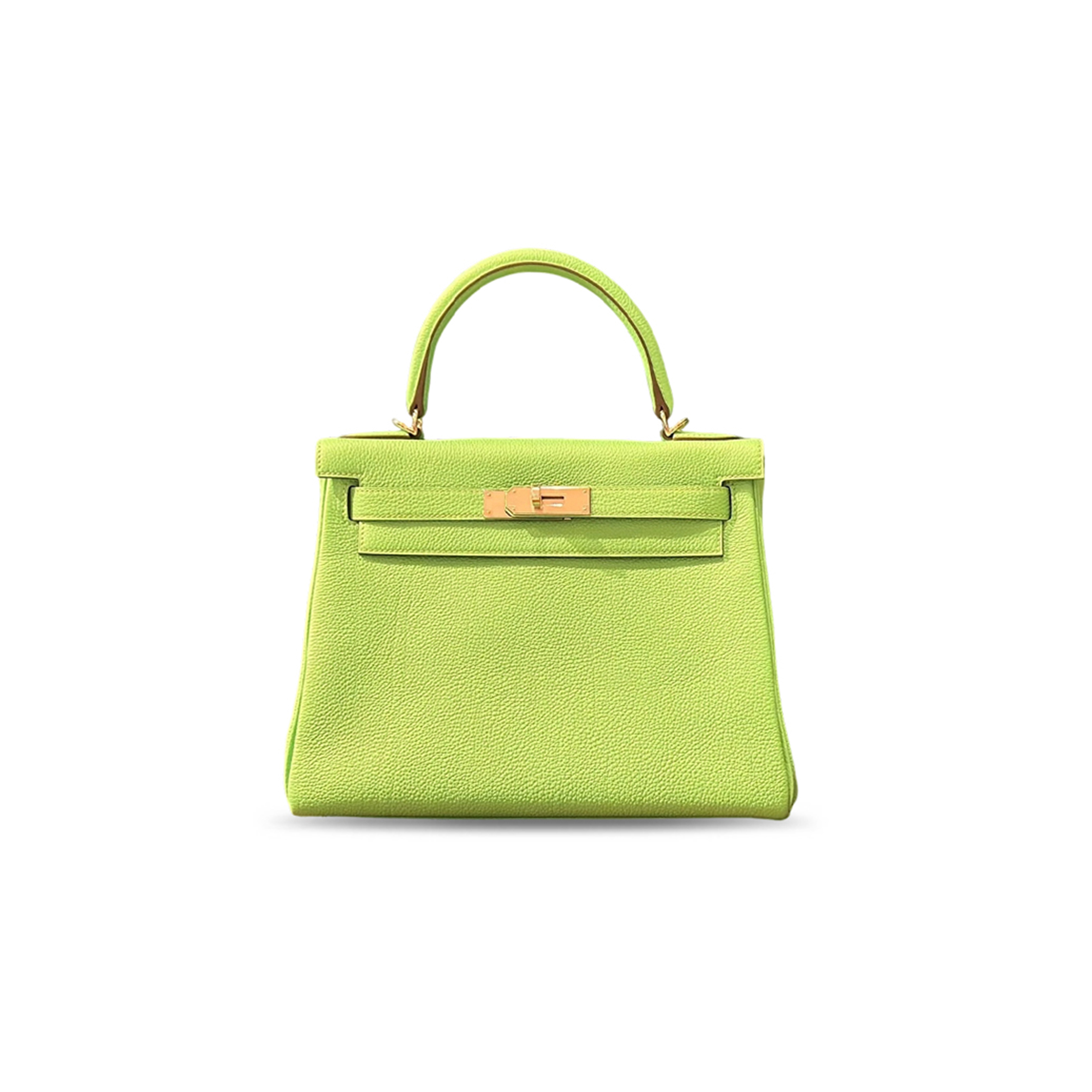HERMÈS KELLY 25 HANDBAG GREEN TOGO WITH GOLD HARDWARE (25*17*7cm)